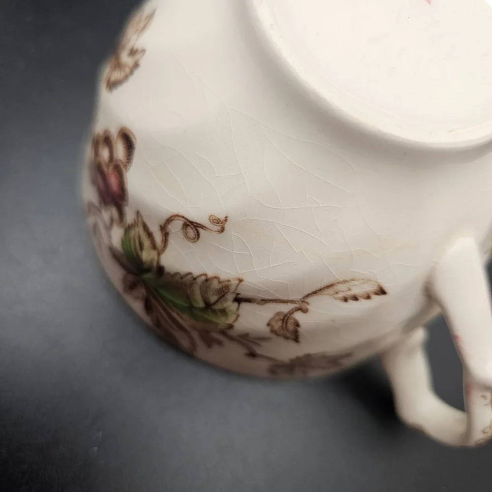 VTG Johnson Bros Harvest Time Tea Cup & Saucer Set England Brown Transferware